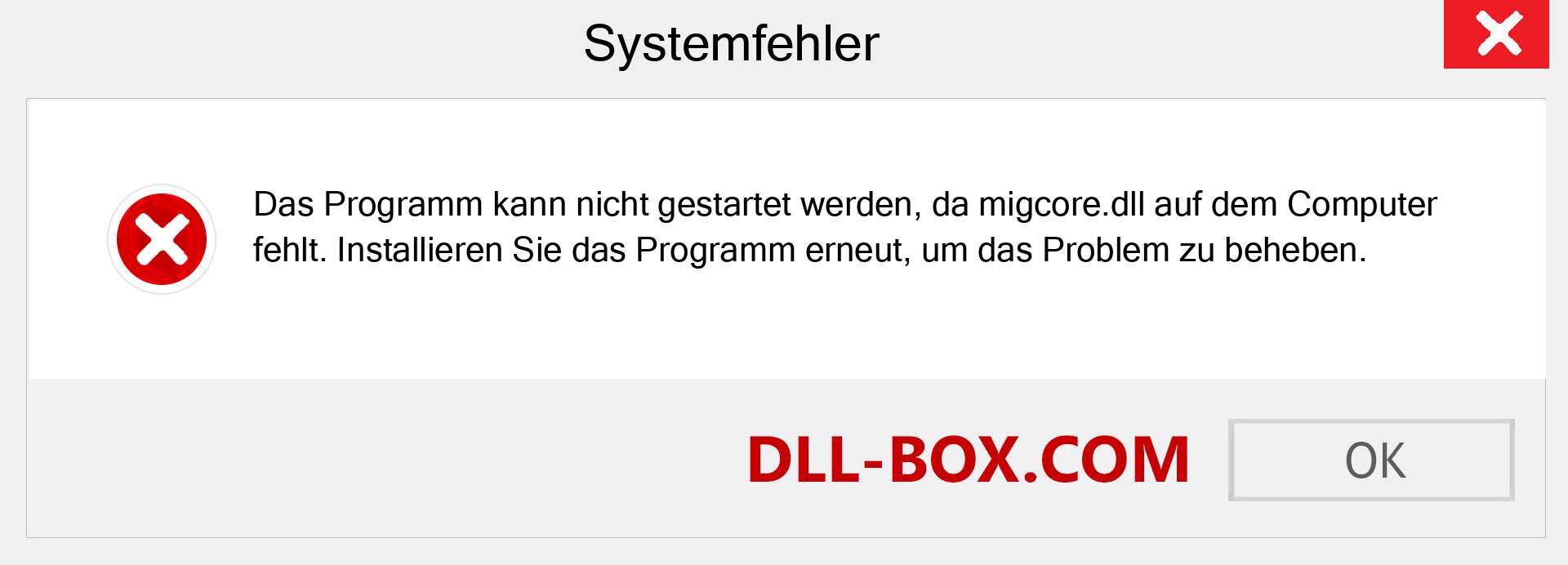 migcore.dll-Datei fehlt?. Download für Windows 7, 8, 10 - Fix migcore dll Missing Error unter Windows, Fotos, Bildern